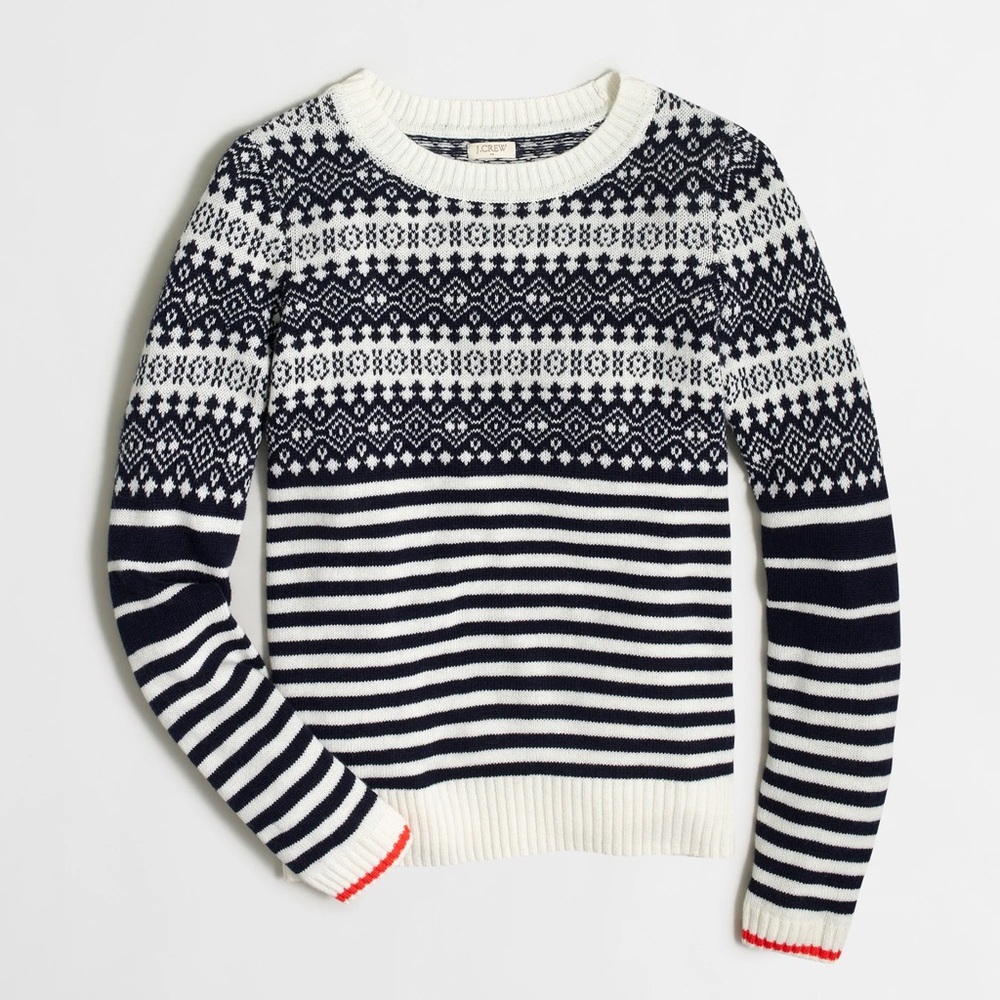 J. Crew Fair Isle sweater with stripes merino wool XXS
